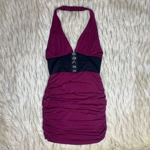 NWT Forever 21 Raspberry Ruched Halter Dress Sz M